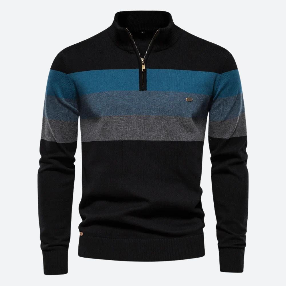 Casual gestreepte sweater met rits voor heren – NEXIA