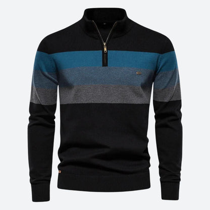 Casual gestreepte sweater met rits voor heren – NEXIA