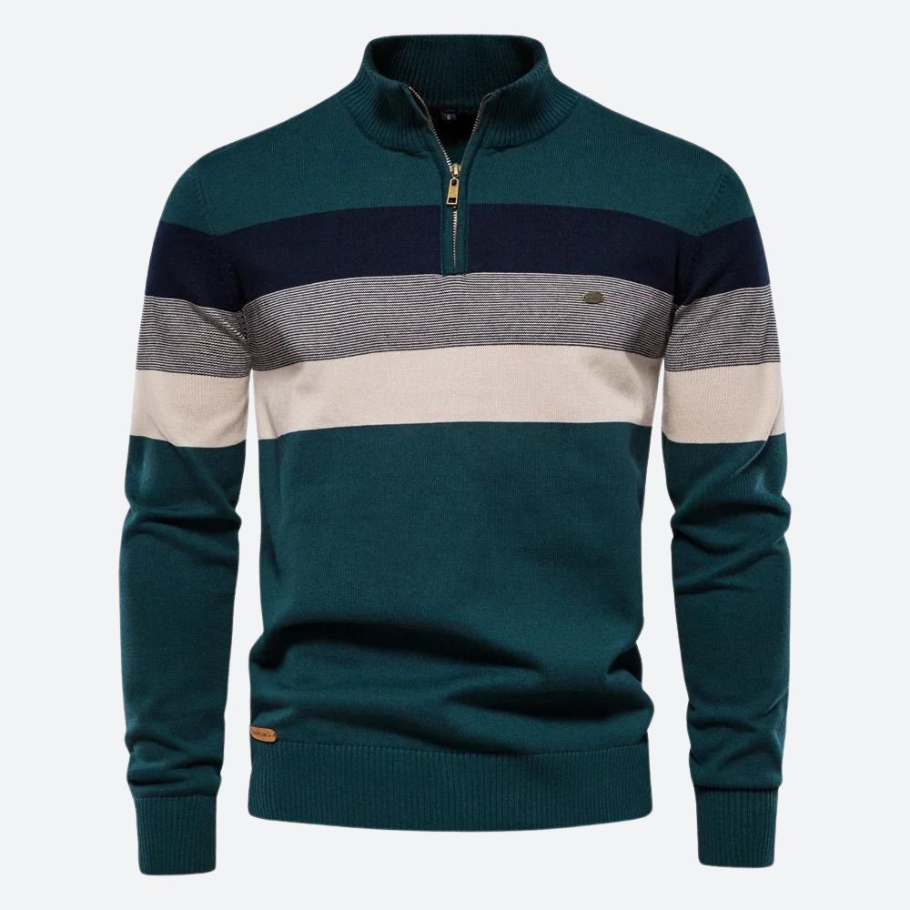 Casual gestreepte sweater met rits voor heren – NEXIA