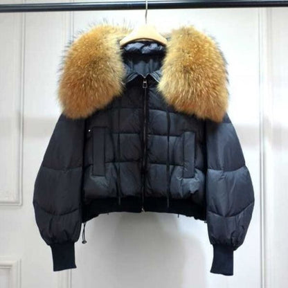 Knus pufferjas met imitatiebont kraag voor dames – CALLIOPE