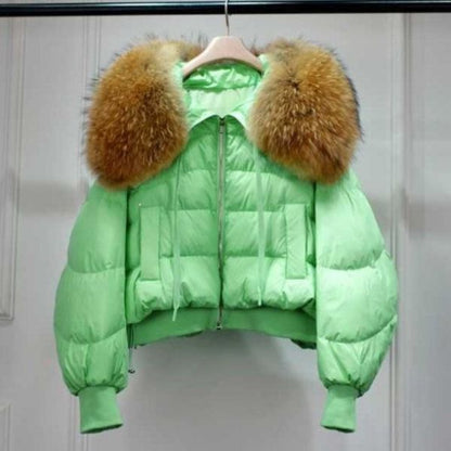 Knus pufferjas met imitatiebont kraag voor dames – CALLIOPE