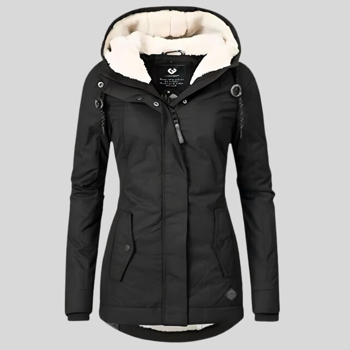 Luxueuze lange winterjas met capuchon voor dames – NOVAWEAR