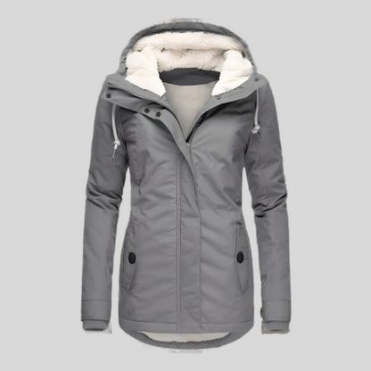 Luxueuze lange winterjas met capuchon voor dames – NOVAWEAR