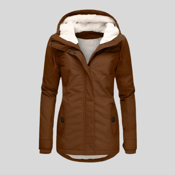 Luxueuze lange winterjas met capuchon voor dames – NOVAWEAR