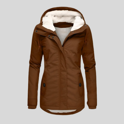 Luxueuze lange winterjas met capuchon voor dames – NOVAWEAR