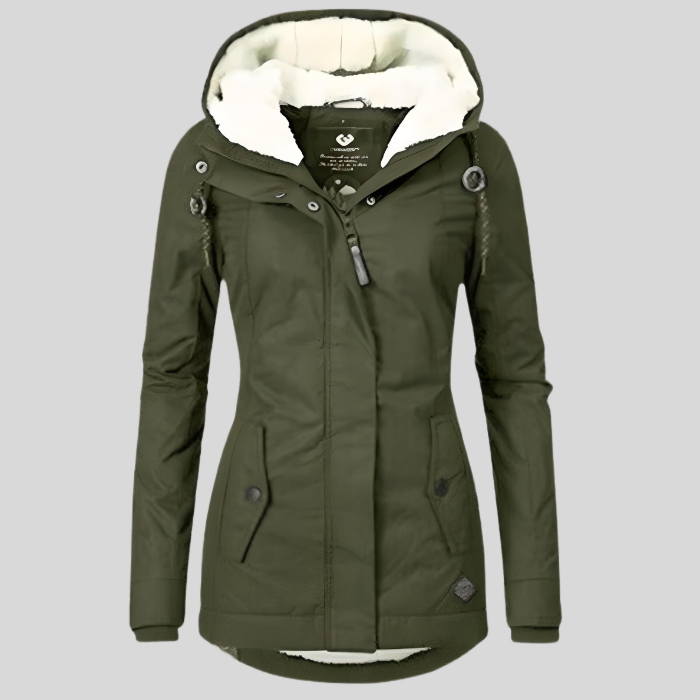 Luxueuze lange winterjas met capuchon voor dames – NOVAWEAR