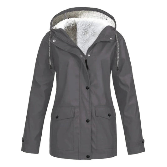Halflange regenjas met fleece voering voor dames – LUMARA