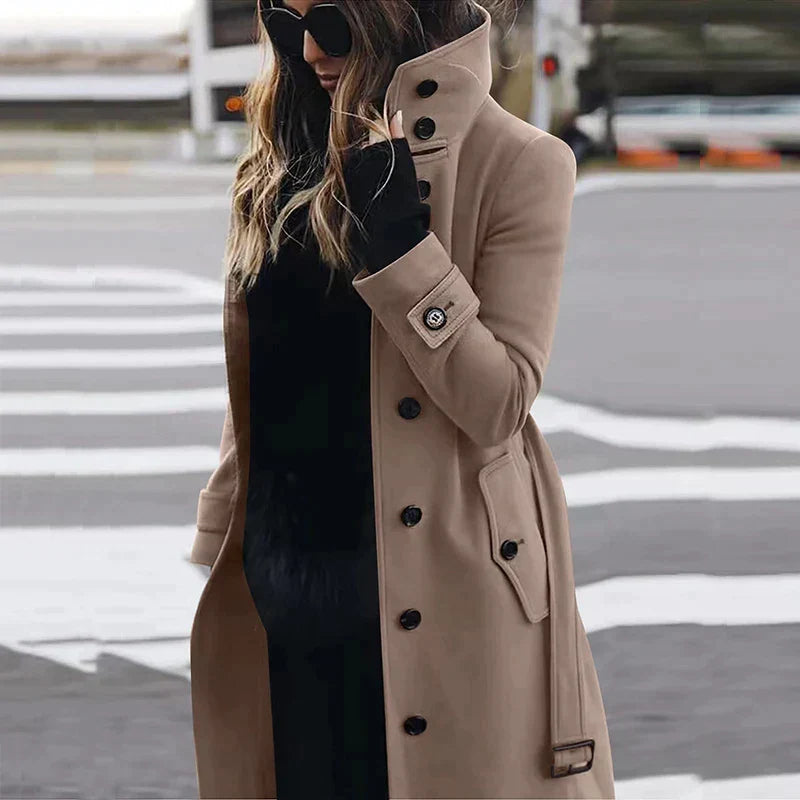 Trenchcoat met hooggesloten kraag voor dames – AMELIA