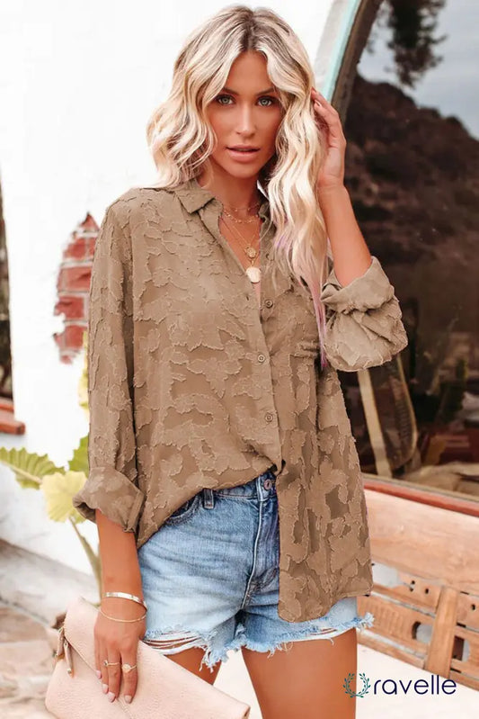 Elegante dames blouse met lange mouwen en vloeiende pasvorm – LIVAYE FLOW