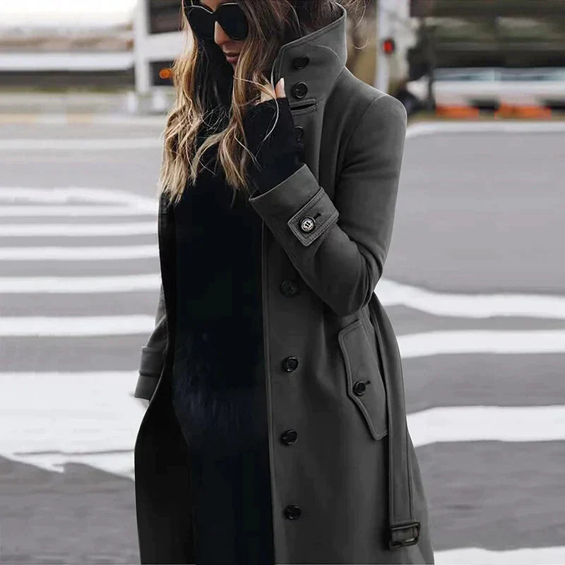 Trenchcoat met hooggesloten kraag voor dames – AMELIA