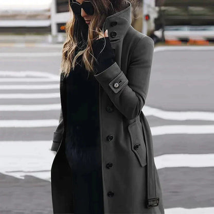Trenchcoat met hooggesloten kraag voor dames – AMELIA