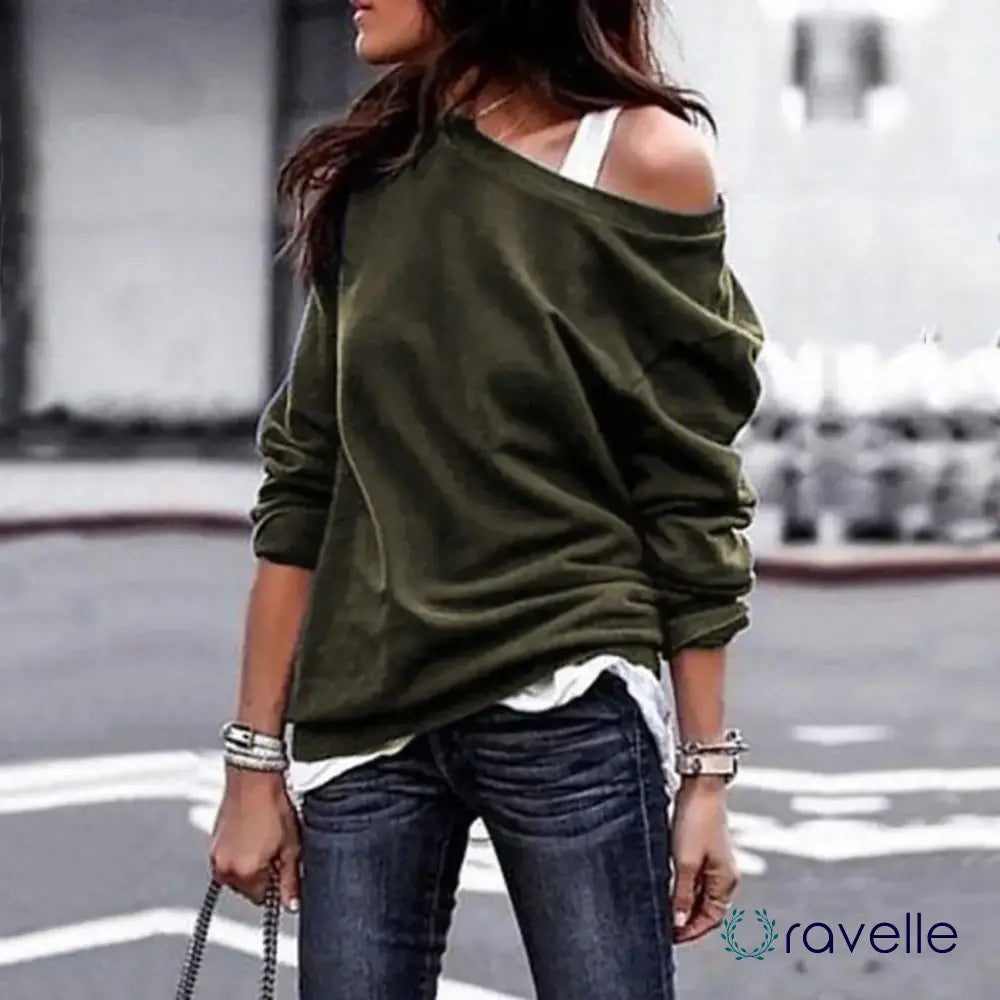 Off-shoulder damestrui met wijde hals en relaxte pasvorm – SELENE SLOUCH