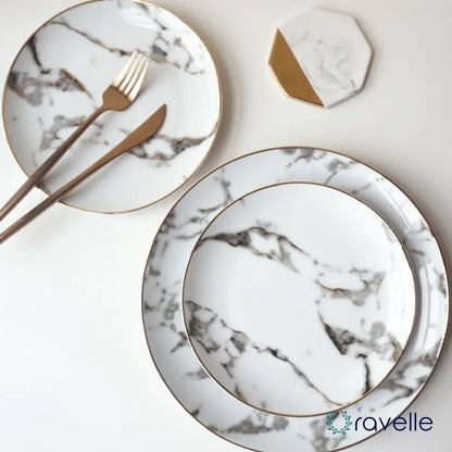 MARBLE - Luxe marmeren print bord, tijdloze elegantie voor elke maaltijd