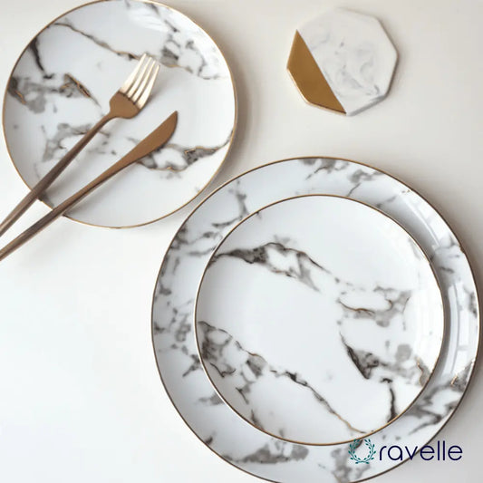 MARBLE - Luxe marmeren print bord, tijdloze elegantie voor elke maaltijd