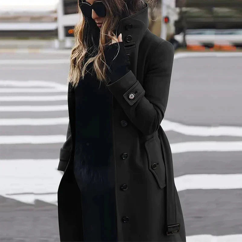 Trenchcoat met hooggesloten kraag voor dames – AMELIA