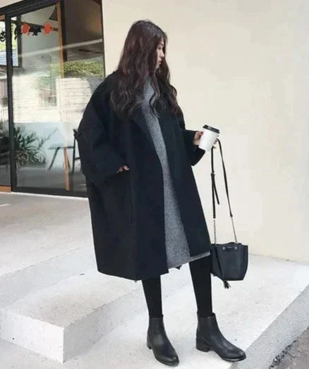 Elegante oversized trenchcoat voor dames met wolmix – LIVON