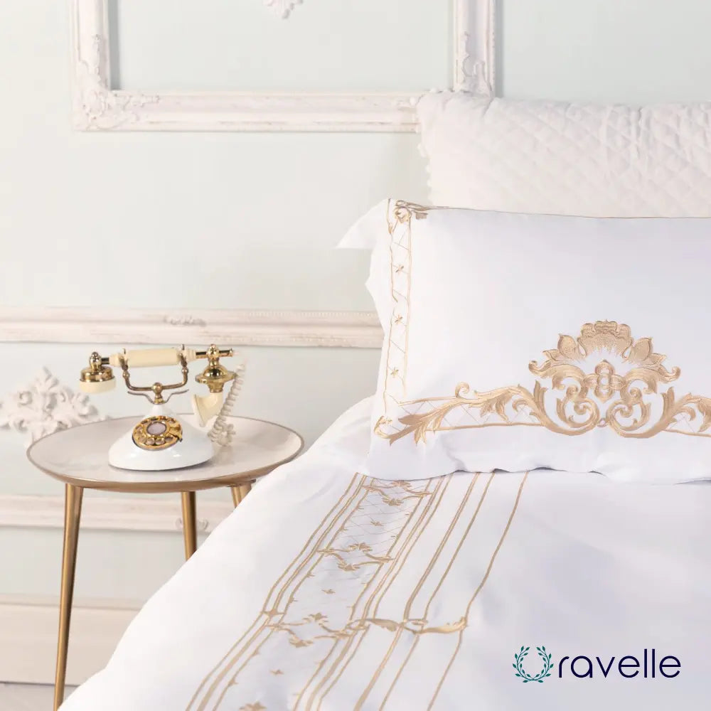 IVY GOLD FOREST - Luxe dekbedovertrekset van Egyptisch katoen met gouden accenten