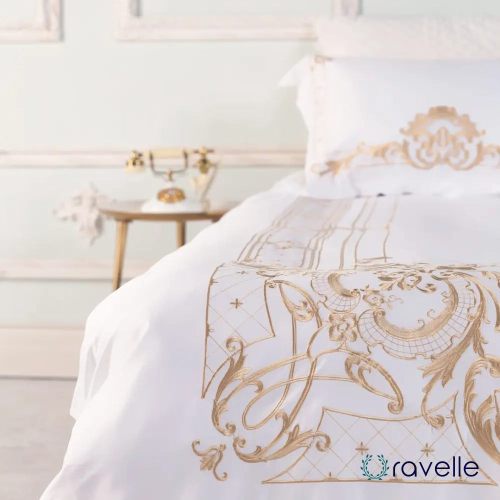 IVY GOLD FOREST - Luxe dekbedovertrekset van Egyptisch katoen met gouden accenten