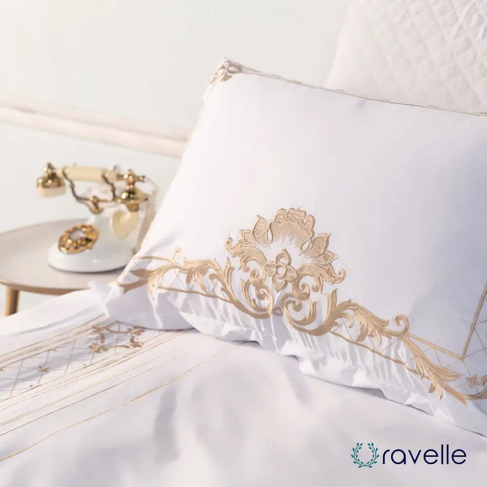 IVY GOLD FOREST - Luxe dekbedovertrekset van Egyptisch katoen met gouden accenten