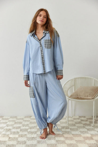 Tweedelige pyjama set voor dames van zacht katoen – VELVORA