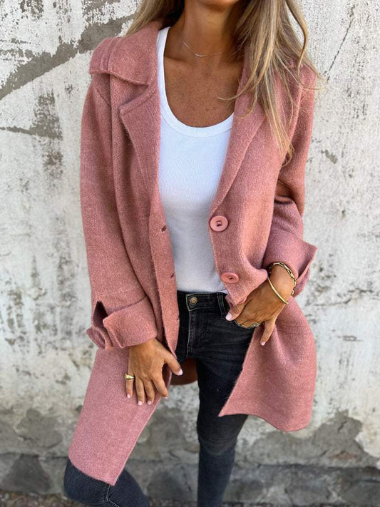 Halflange jas met knoopsluiting voor dames stijlvol – LUMARA