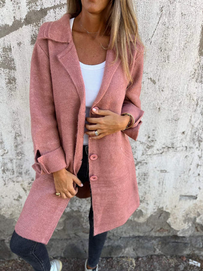 Halflange jas met knoopsluiting voor dames stijlvol – LUMARA