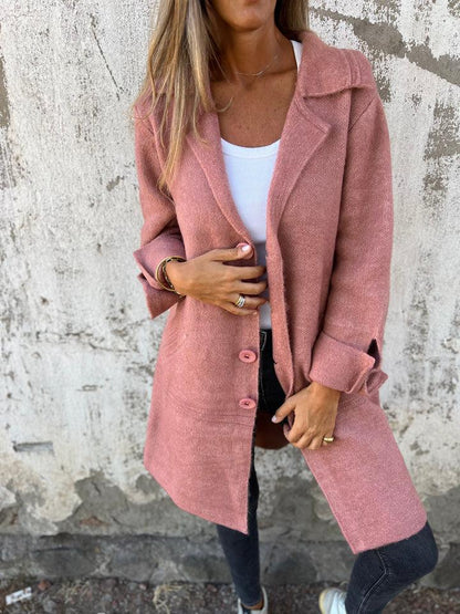 Halflange jas met knoopsluiting voor dames stijlvol – LUMARA