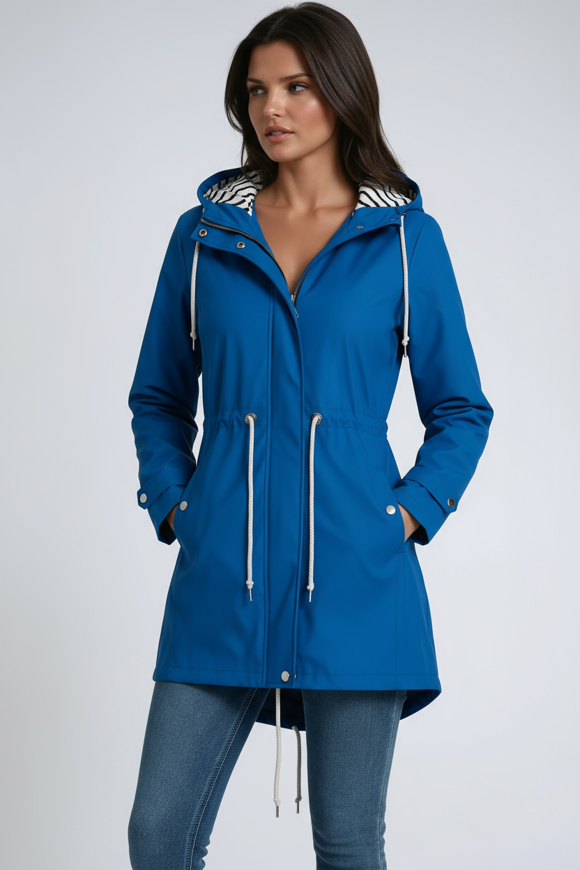 Regenjas voor dames met capuchon en bontvoering – NOVA
