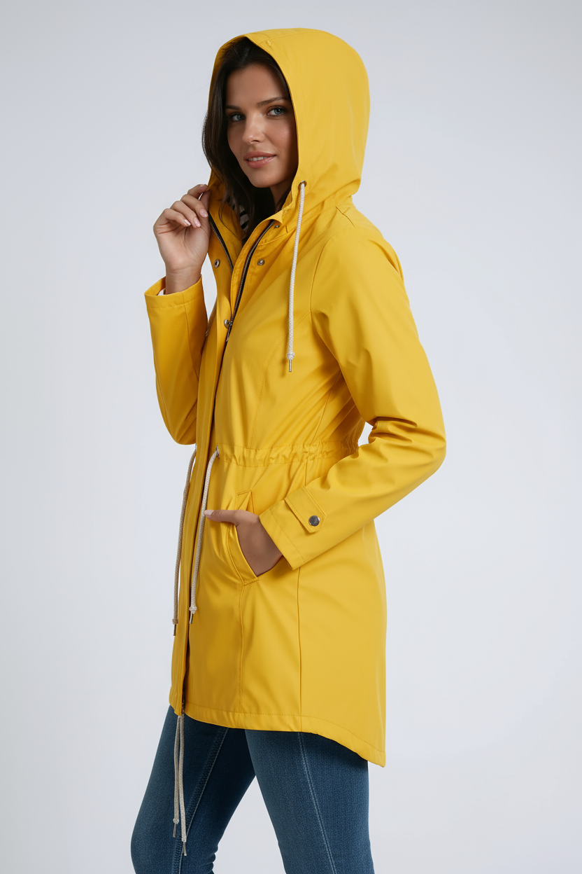 Regenjas voor dames met capuchon en bontvoering – NOVA