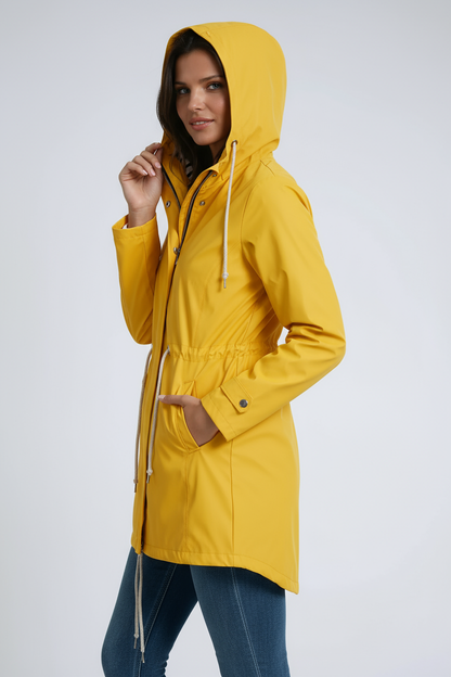 Regenjas voor dames met capuchon en bontvoering – NOVA