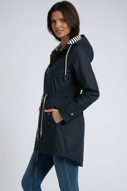 Regenjas voor dames met capuchon en bontvoering – NOVA