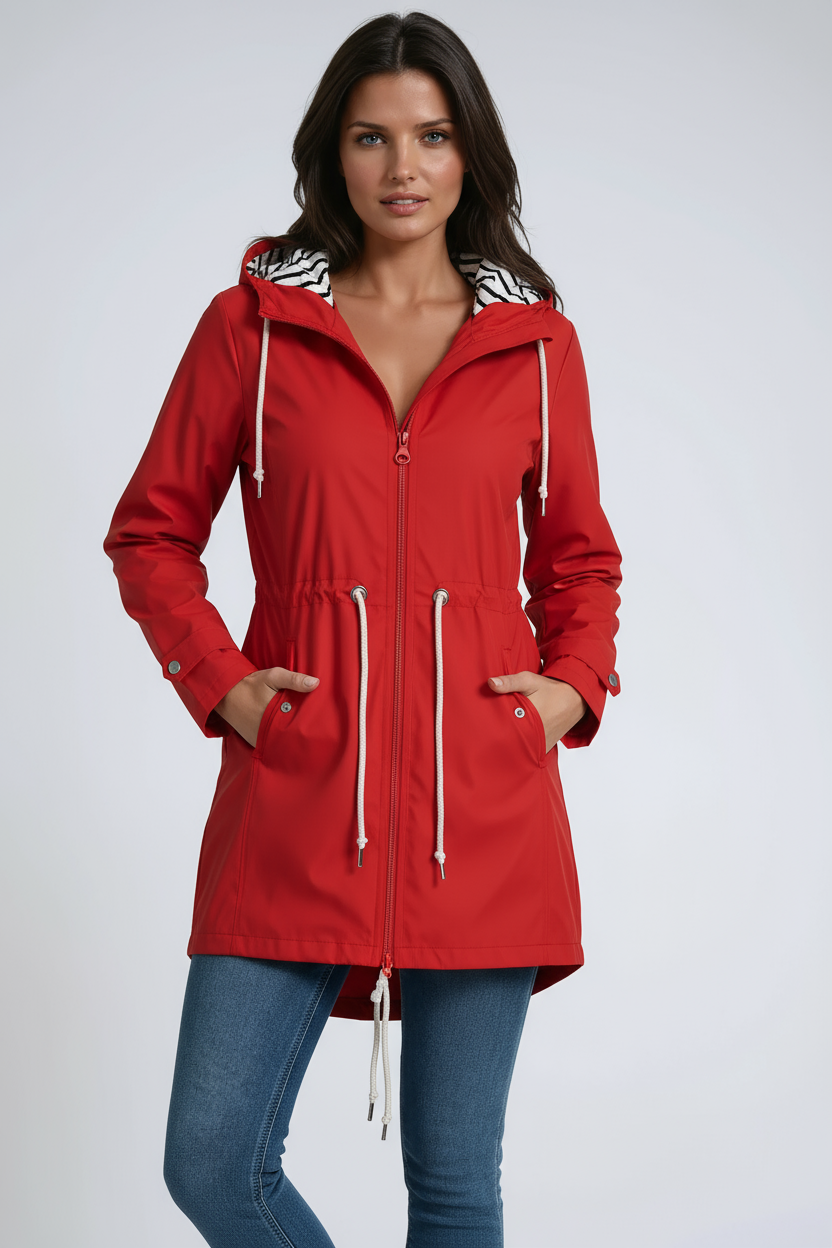 Regenjas voor dames met capuchon en bontvoering – NOVA