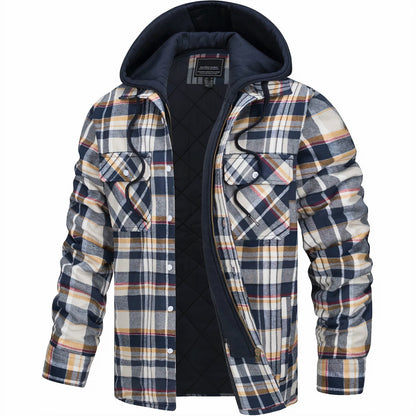 Stoer geruit jack met capuchon voor heren met ruitprint – Q