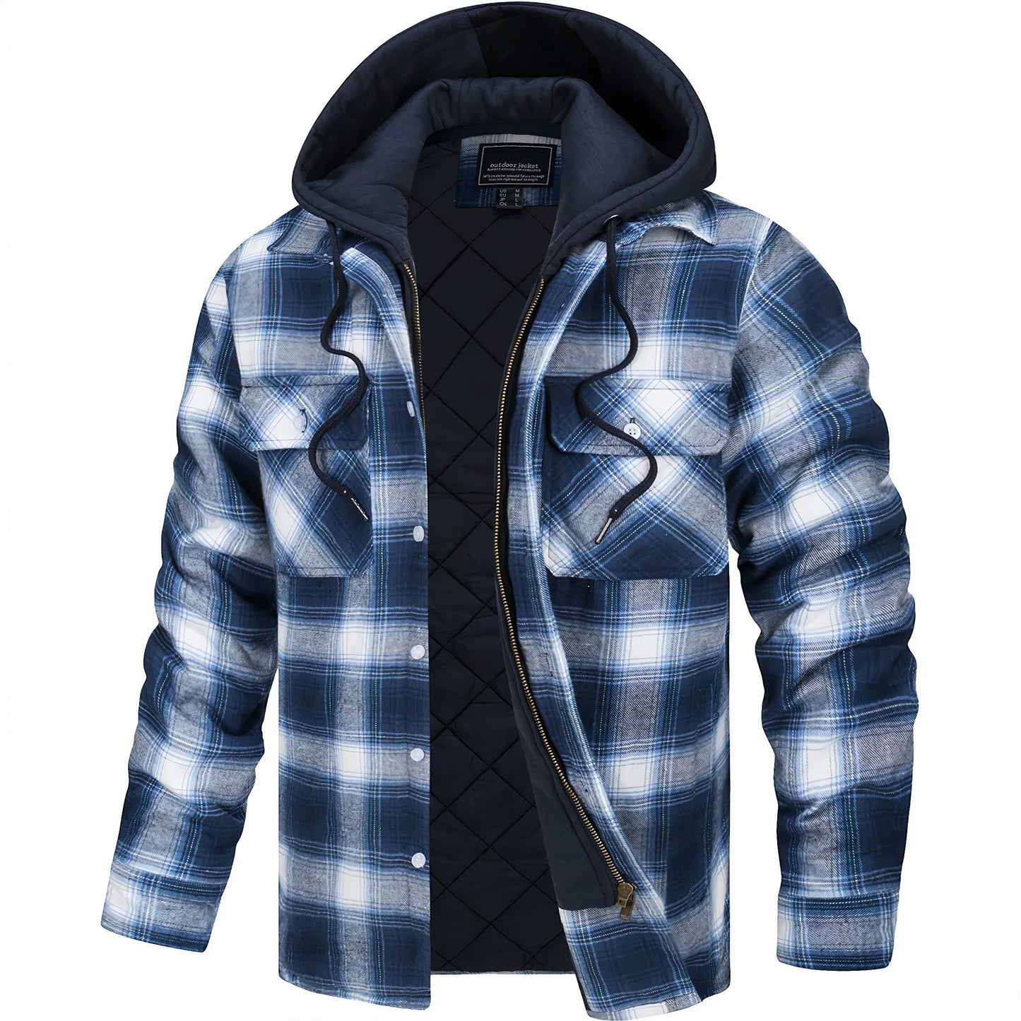 Stoer geruit jack met capuchon voor heren met ruitprint – Q