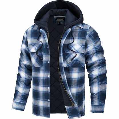 Stoer geruit jack met capuchon voor heren met ruitprint – Q