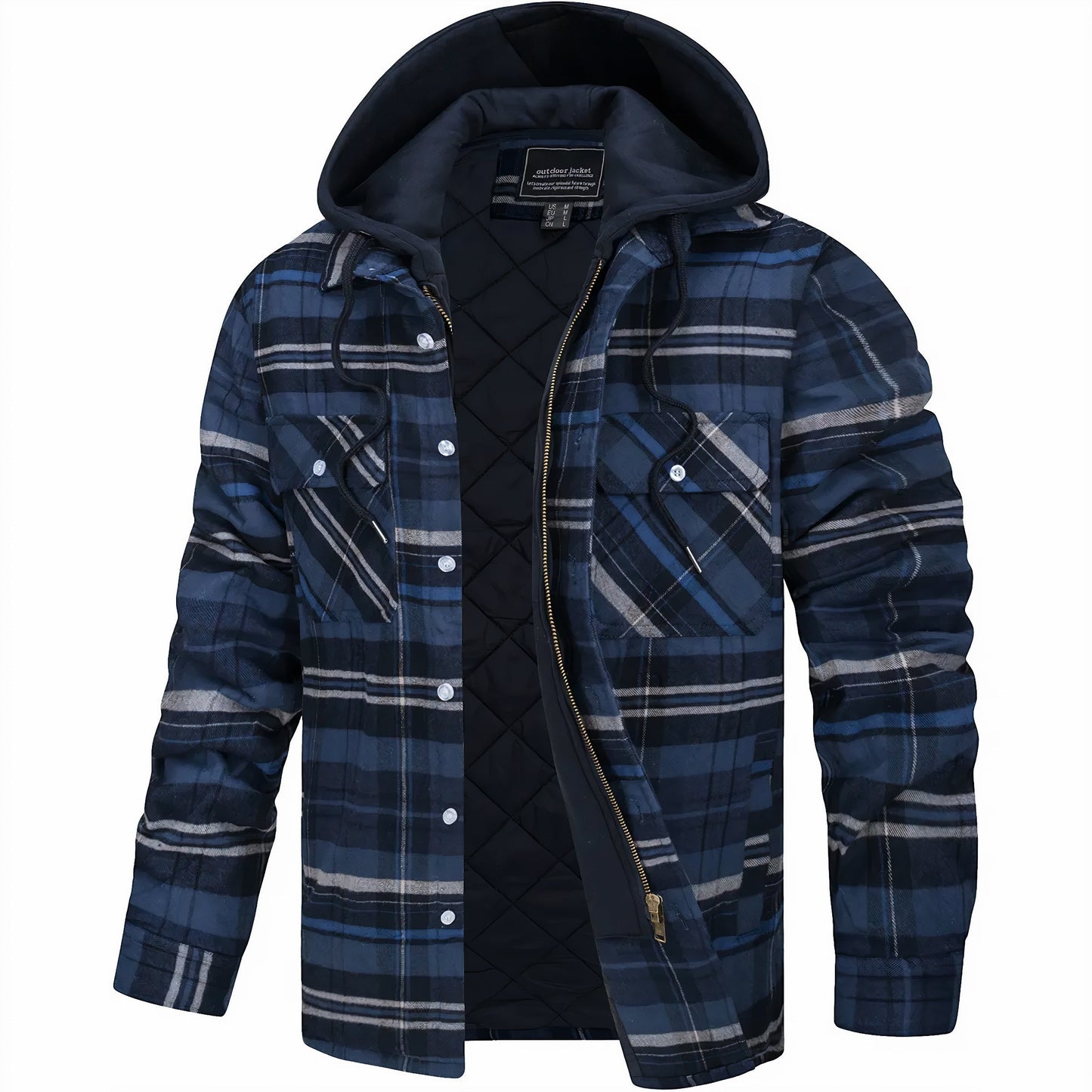 Stoer geruit jack met capuchon voor heren met ruitprint – Q