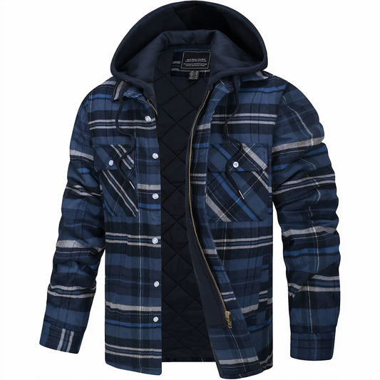 Stoer geruit jack met capuchon voor heren met ruitprint – Q