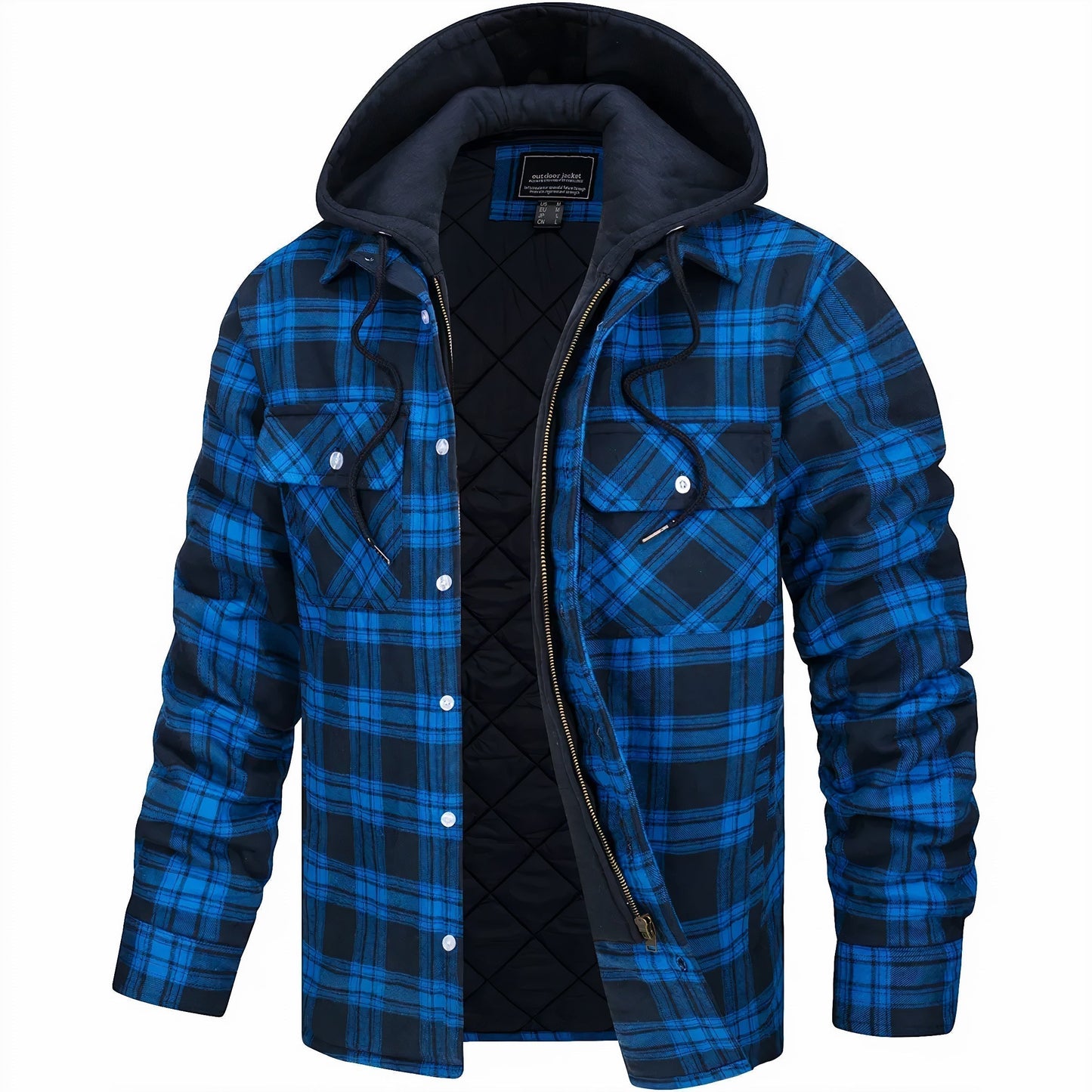 Stoer geruit jack met capuchon voor heren met ruitprint – Q
