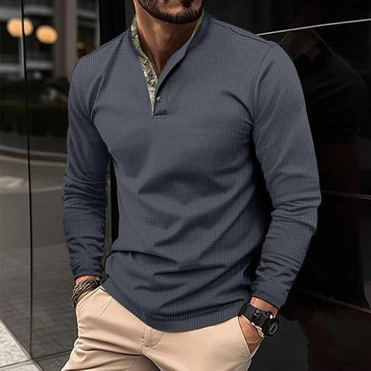Stijlvol Longsleevepolo Met Gekleurde Kraag Voor Heren – NX