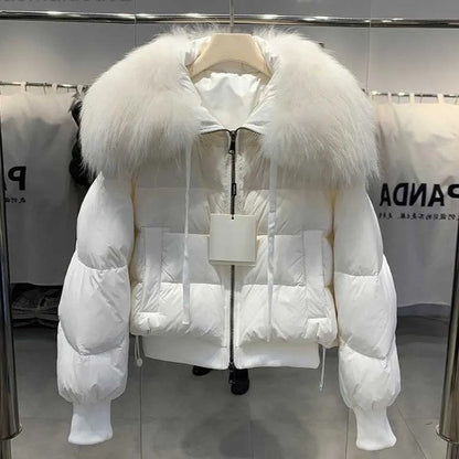 Knus pufferjas met imitatiebont kraag voor dames – CALLIOPE
